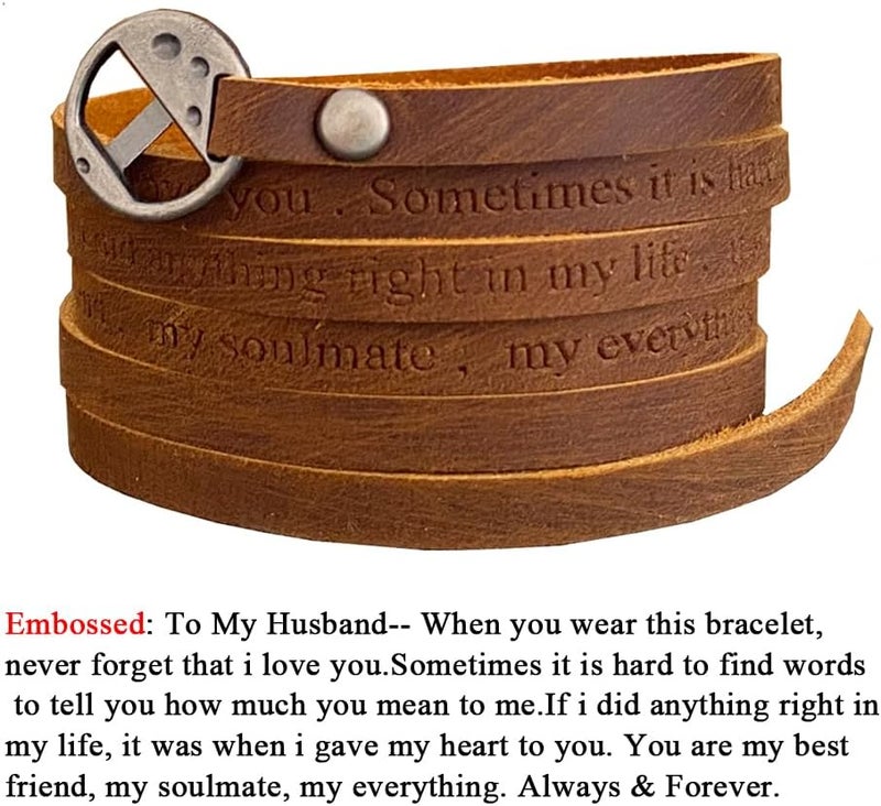 Rantanto Genuine Leather Wrap Bracelets Trendy Western Stackable Cuff Adjustable Boho Layered Bracelet Jewelry For Men Women - Image 2